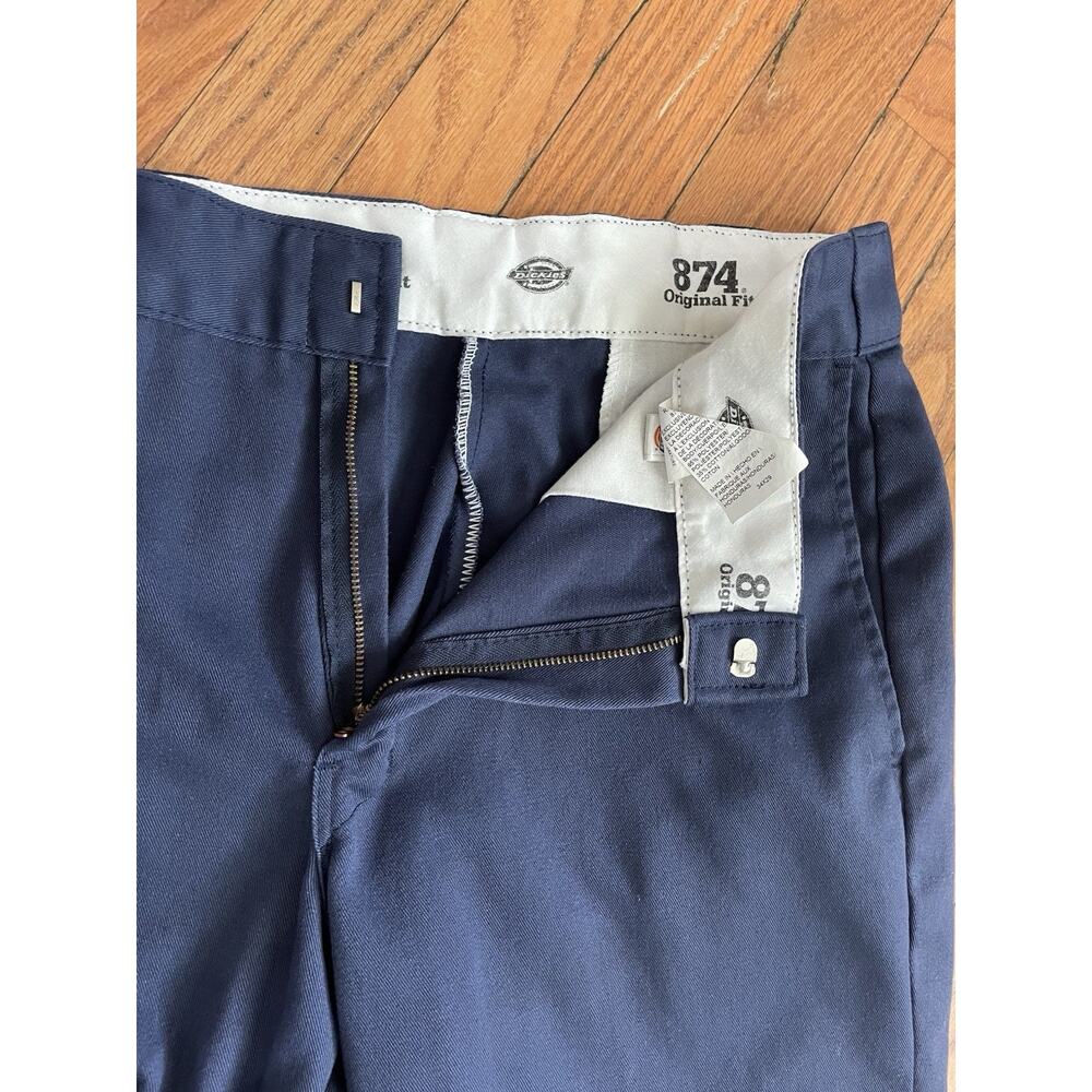 Dickies 874 Original Fit Work Pants Mens 34x29 Navy Blue Flat Front Chino 874NV - Picture 9 of 14